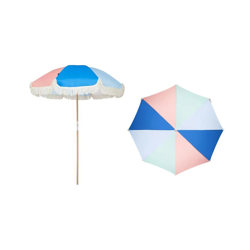 Vintage Luxury Wooden Pole Beach Umbrella