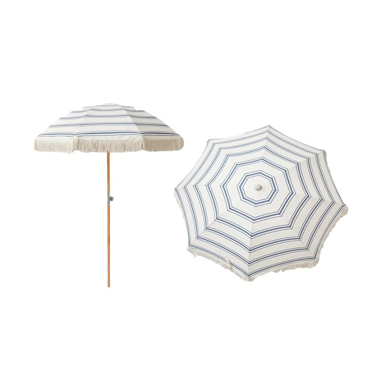 Wooden Pole Canvas Waterproof Beach Umbrella
